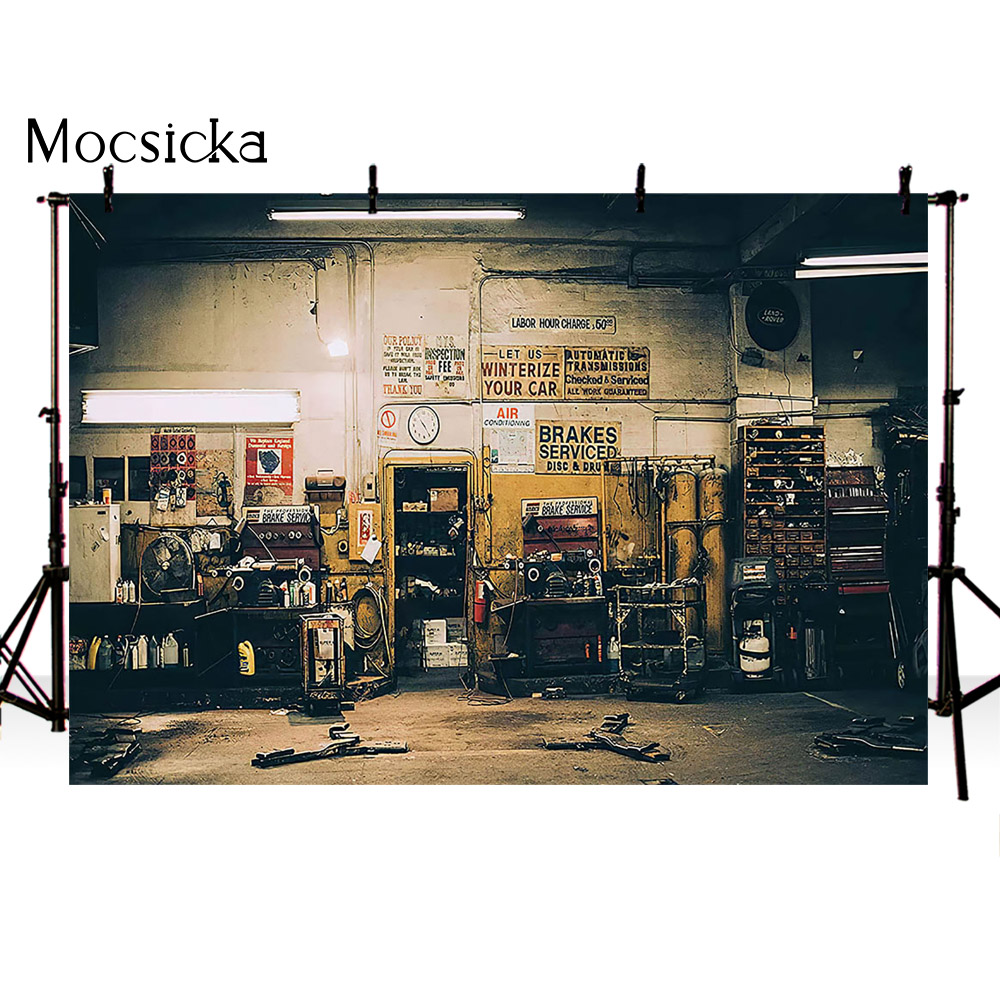 Retro Car Repairs Backdrop Too - огляд і ціна Workshop Tools Background
