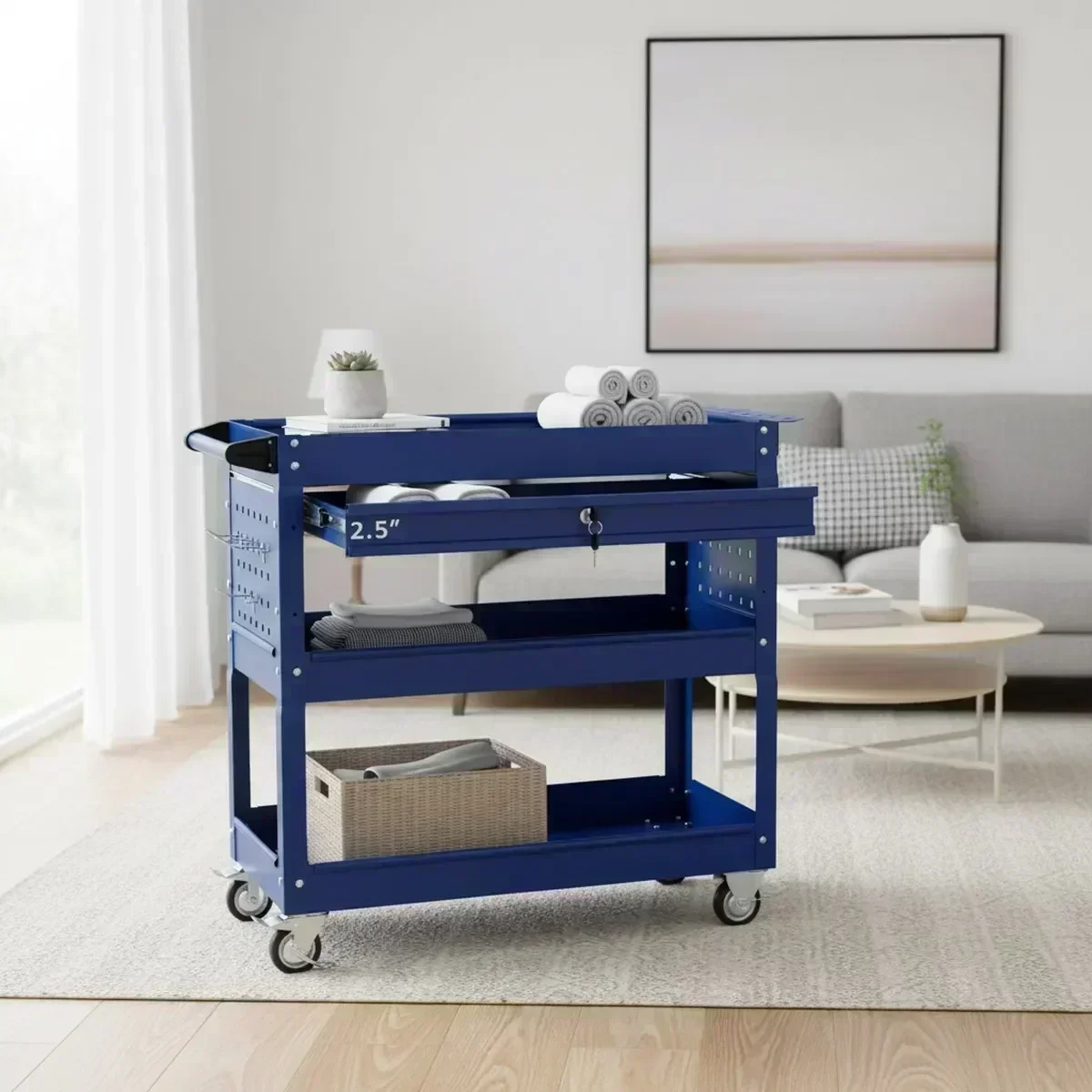 3 Shelf Rolling Tool Cart Lock - огляд і ціна Tools For Garage Workshop