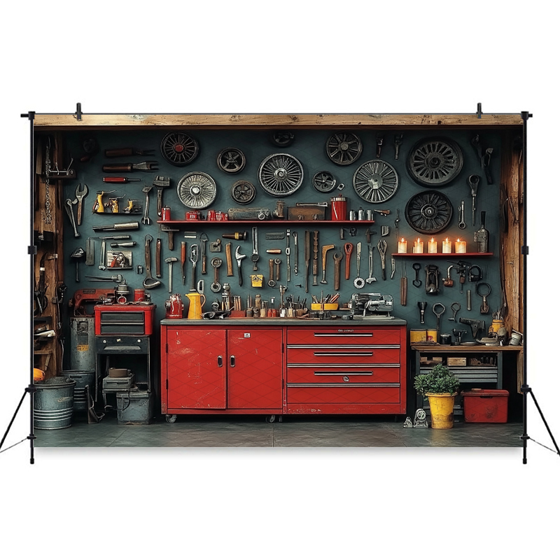 Mocsicka Red Classic Car Garag - огляд і ціна Workshop Tools Background