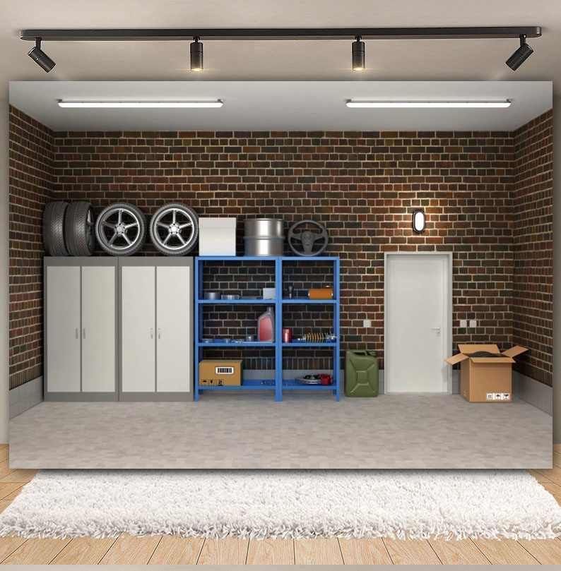 Vintage Garage Backdrops Car R - огляд і ціна Workshop Tools Background