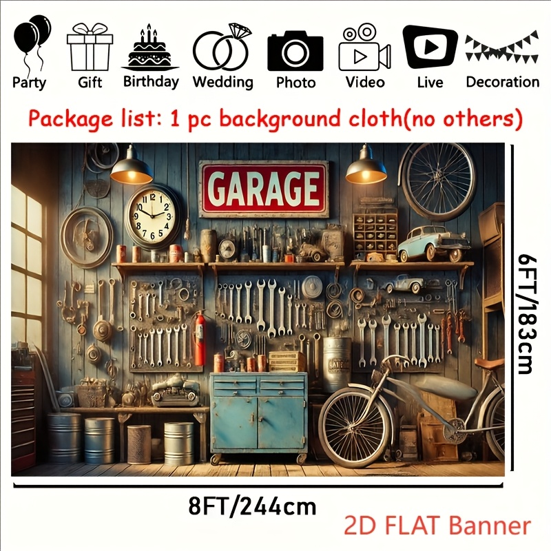 Industrial Garage Backdrop Ban - огляд і ціна Workshop Tools Background